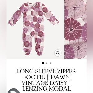 Purple Violet Dawn vintage Daisy modal retro flower power footie zippie sleeper